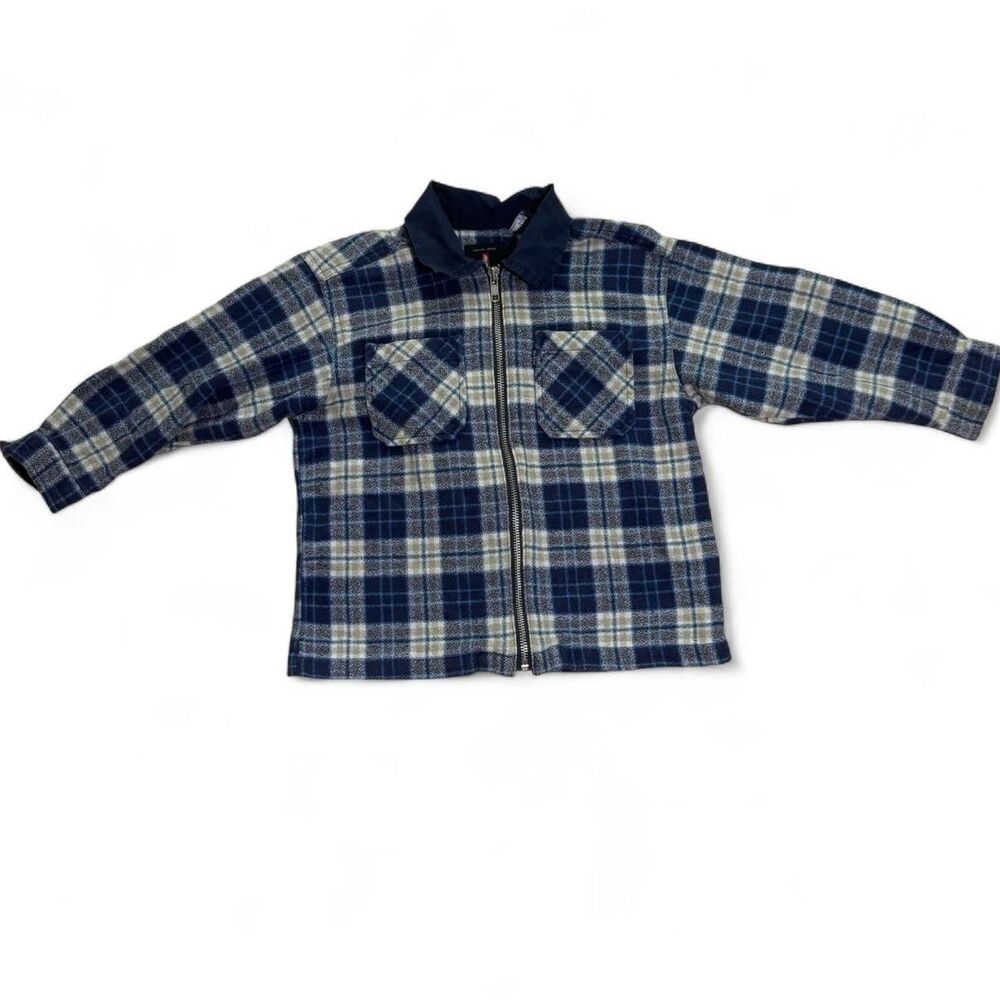 HTF VTG Levi's Kids Zip Up Plaid Jacket Size 4 Blue Flannel Style Streetwear